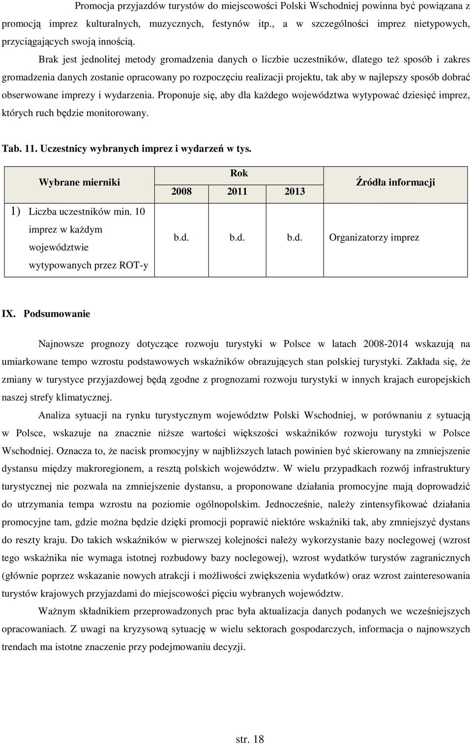 Brak jest jednolitej metody gromadzenia danych o liczbie uczestników, dlatego też sposób i zakres gromadzenia danych zostanie opracowany po rozpoczęciu realizacji projektu, tak aby w najlepszy sposób