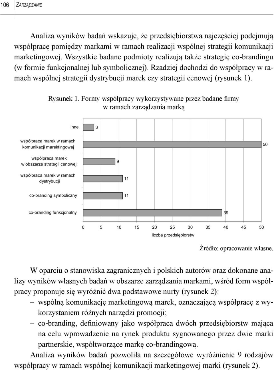 Rzadziej dochodzi do współpracy w ramach wspólnej strategii dystrybucji marek czy strategii cenowej (rysunek 1). Rysunek 1.