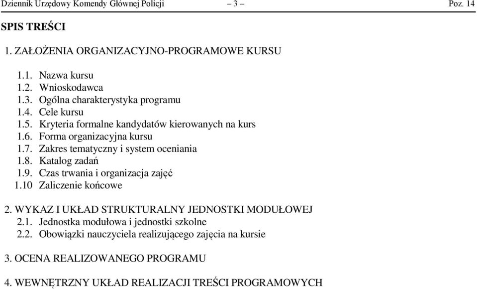 Czas trwania i organizacja zajęć.0 Zaliczenie końcowe 2. WYKAZ I UKŁAD STRUKTURALNY JEDNOSTKI MODUŁOWEJ 2.. Jednostka modułowa i jednostki szkolne 2.2. Obowiązki nauczyciela realizującego zajęcia na kursie 3.