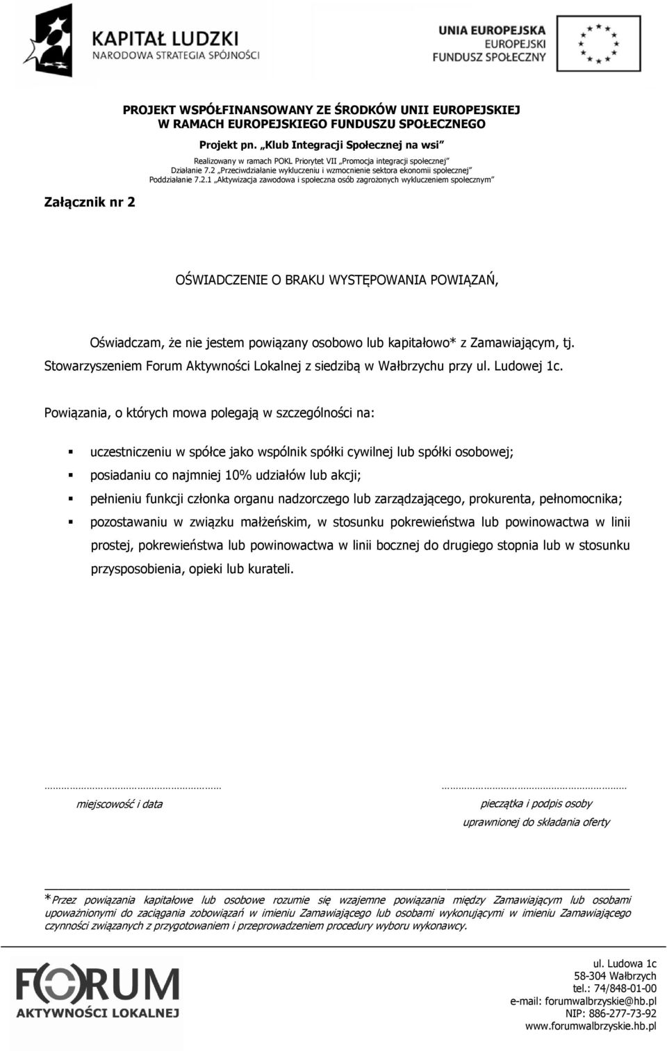 Powiązania, o których mowa polegają w szczególności na: uczestniczeniu w spółce jako wspólnik spółki cywilnej lub spółki osobowej; posiadaniu co najmniej 10% udziałów lub akcji; pełnieniu funkcji