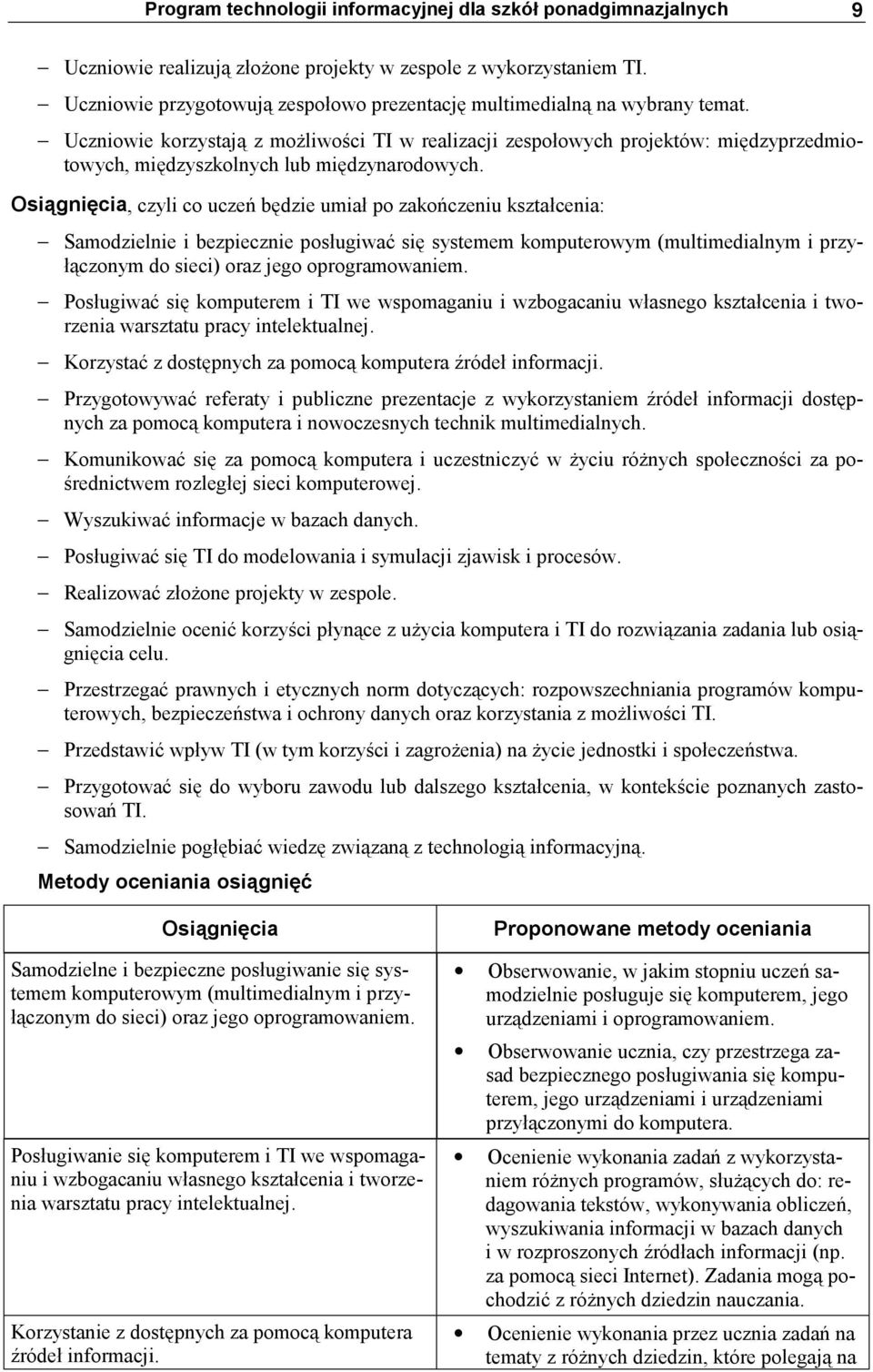 Uczniowie korzystają z możliwości TI w realizacji zespołowych projektów: międzyprzedmiotowych, międzyszkolnych lub międzynarodowych.