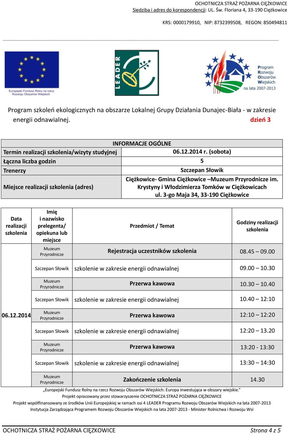 30 10.40 szkolenie w zakresie energii odnawialnej 10.40 12: