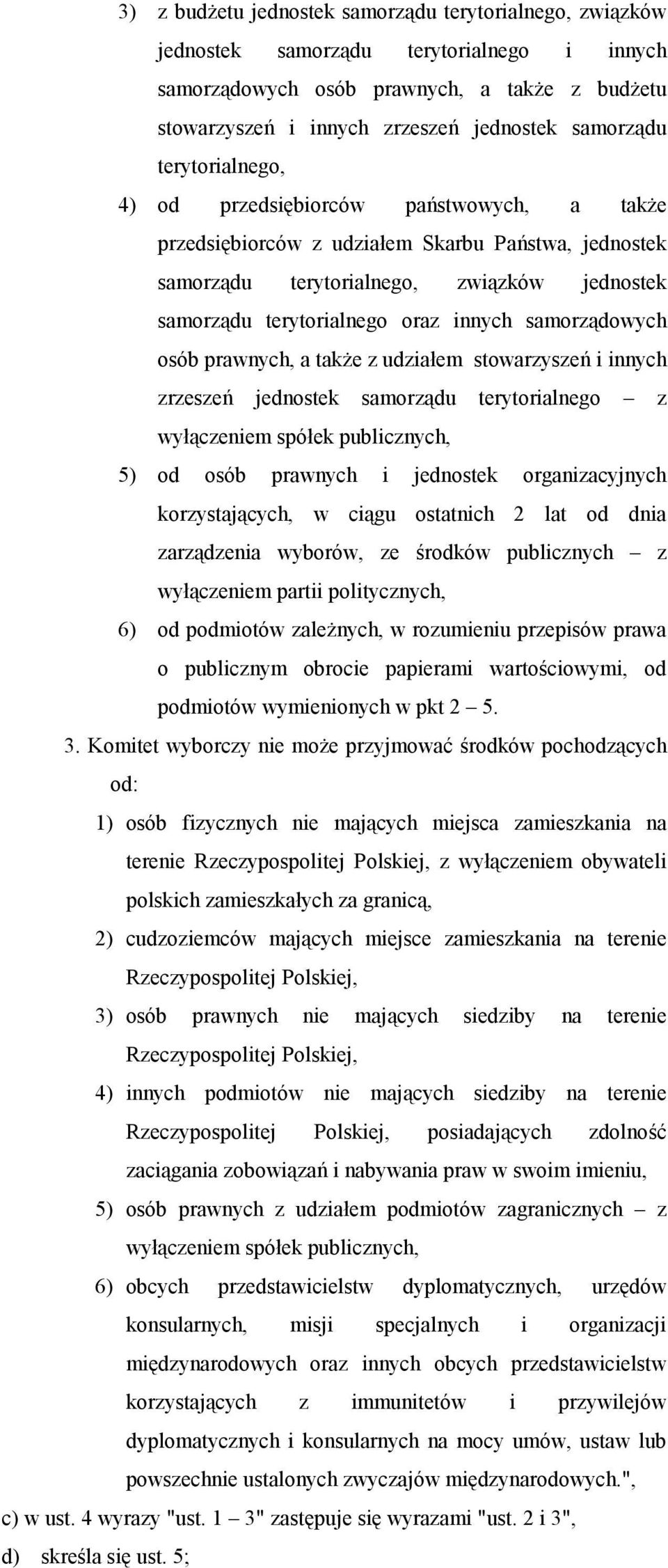 samorządowych osób prawnych, a także z udziałem stowarzyszeń i innych zrzeszeń jednostek samorządu terytorialnego z wyłączeniem spółek publicznych, 5) od osób prawnych i jednostek organizacyjnych