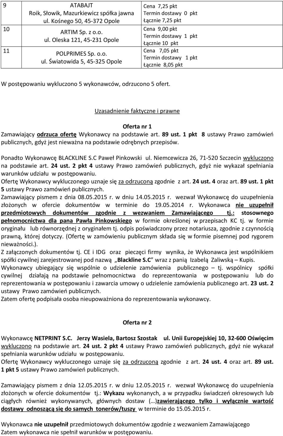 Oleska 121, 45-231 Opole POLPRIMES Sp. o.o. ul.