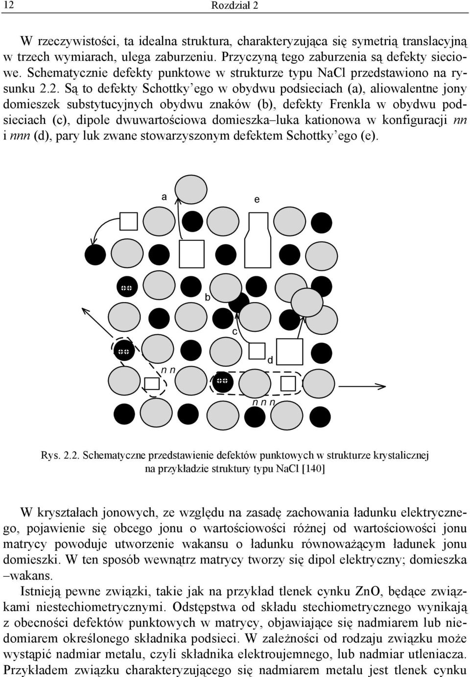 2. Są to defekty Schottky ego w obydwu podsieciach (a), aliowalentne jony domieszek substytucyjnych obydwu znaków (b), defekty Frenkla w obydwu podsieciach (c), dipole dwuwartościowa domieszka luka