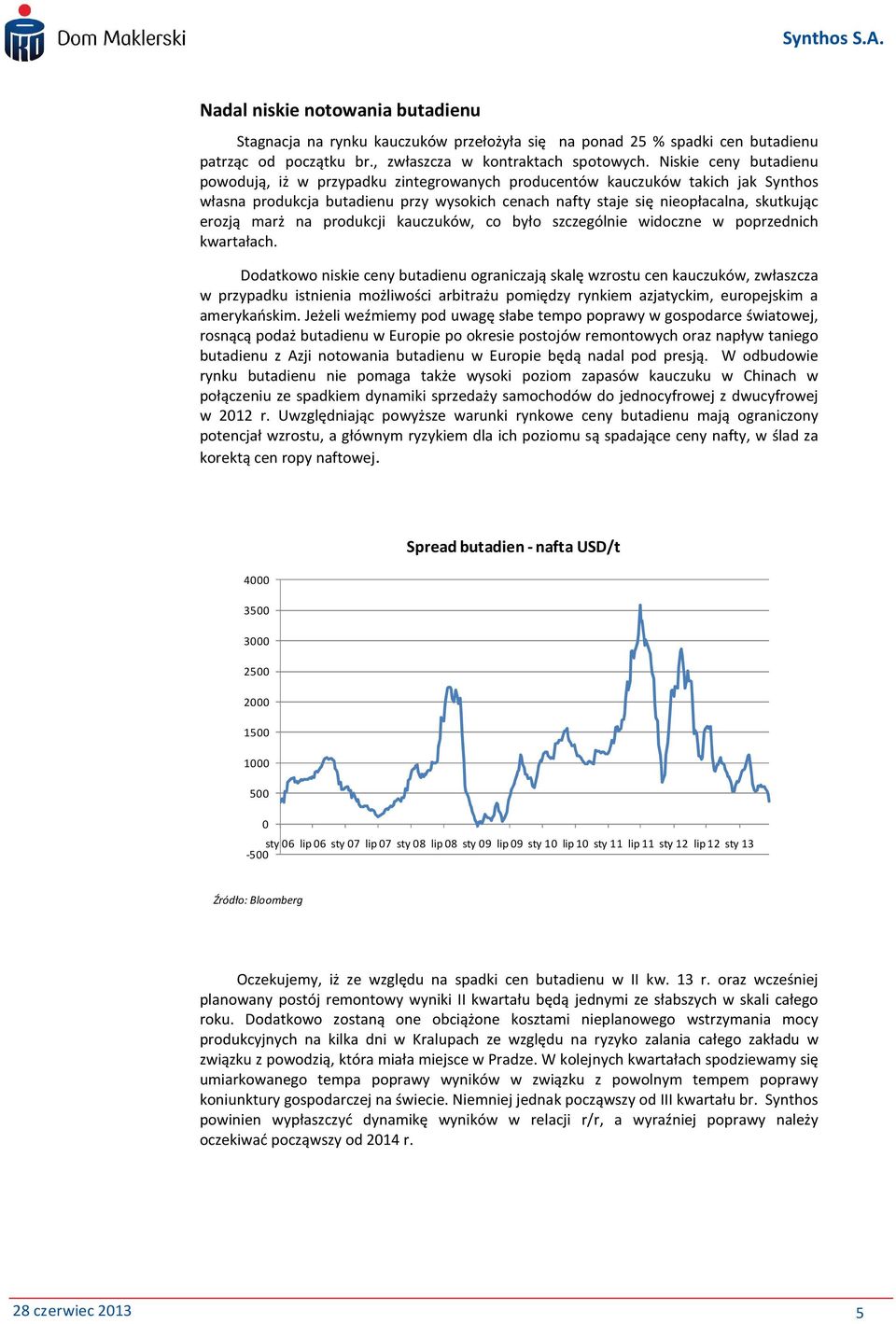 marż na produkcji kauczuków, co było szczególnie widoczne w poprzednich kwartałach.