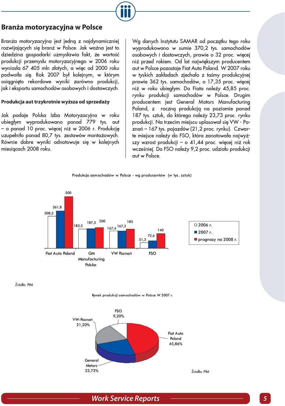 Rok 2007 był kolejnym, w którym osiągnięto rekordowe wyniki zarówno produkcji, jak i eksportu samochodów osobowych i dostawczych.