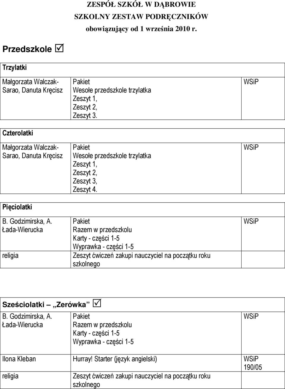 Łada-Wierucka Wesołe przedszkole trzylatka Zeszyt 1, Zeszyt 2, Zeszyt 3. Wesołe przedszkole trzylatka Zeszyt 1, Zeszyt 2, Zeszyt 3, Zeszyt 4.