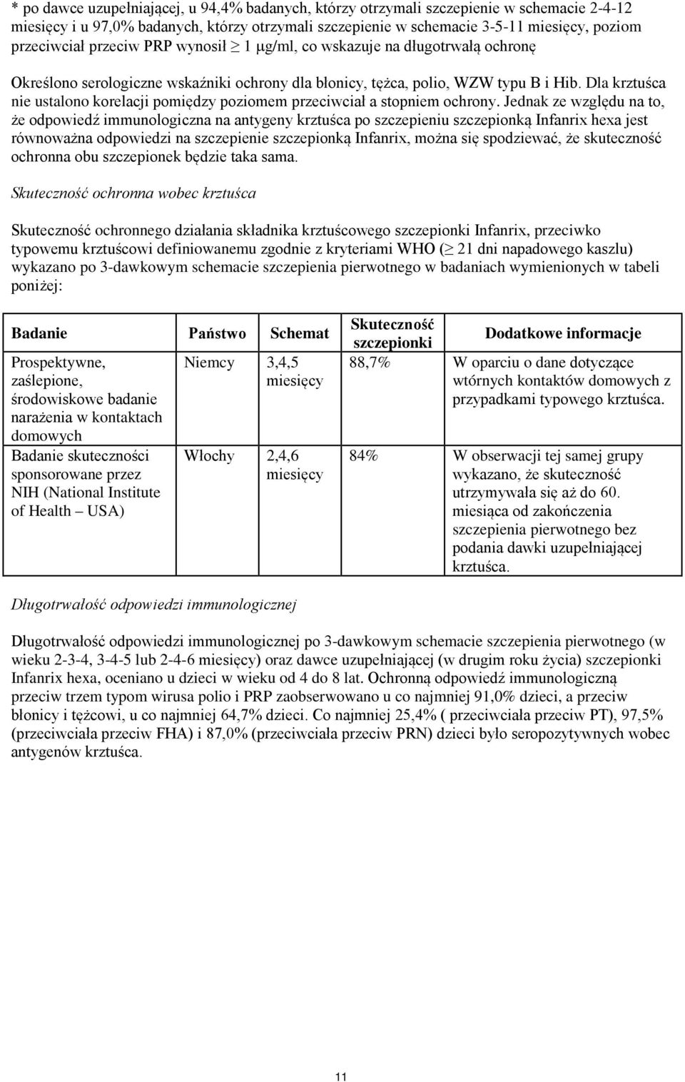 Dla krztuśca nie ustalono korelacji pomiędzy poziomem przeciwciał a stopniem ochrony.