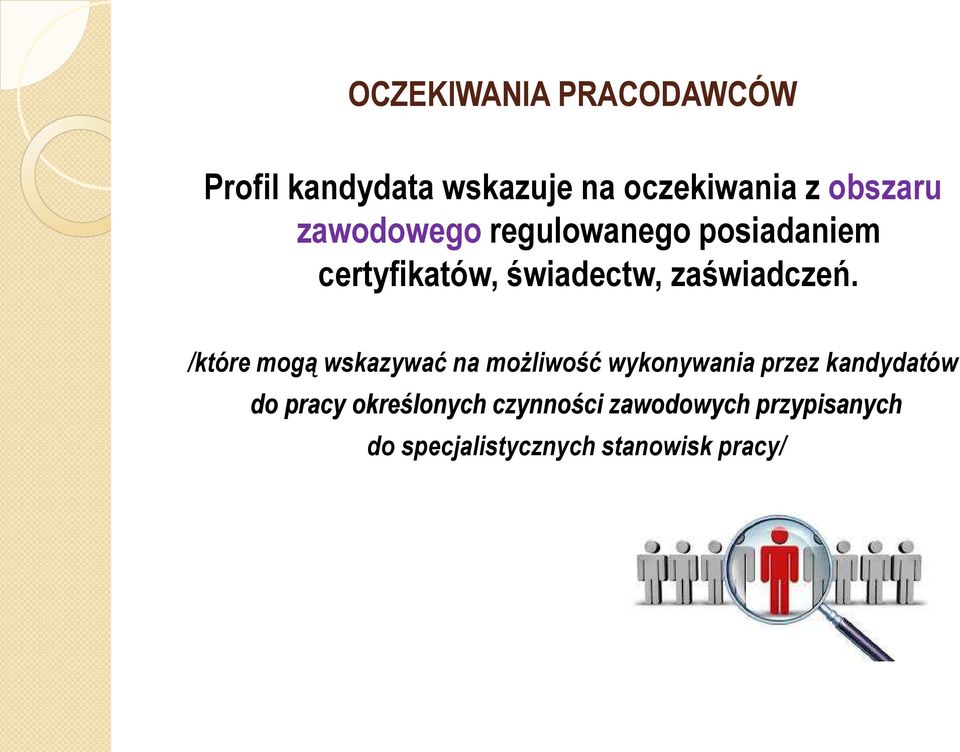 /które mogą wskazywać na możliwość wykonywania przez kandydatów do pracy