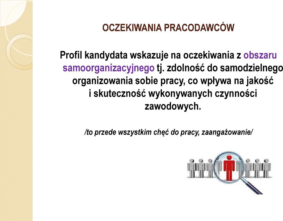 zdolność do samodzielnego organizowania sobie pracy, co wpływa na