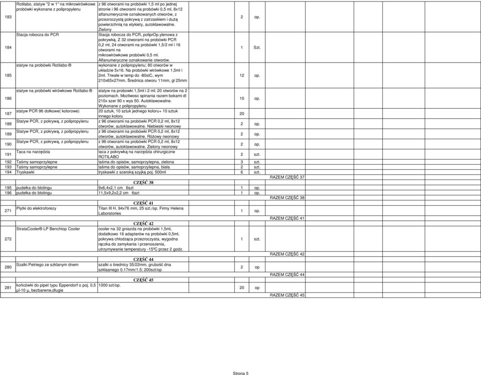 ylenowa z pokrywką, Z 32 otworami na probówki PCR 0,2 ml, 24 otworami na probówki 1,5/2 ml i 16 otworami na mikrowirówkowe probówki 0,5 ml. Alfanumeryczne oznakowanie otworów.