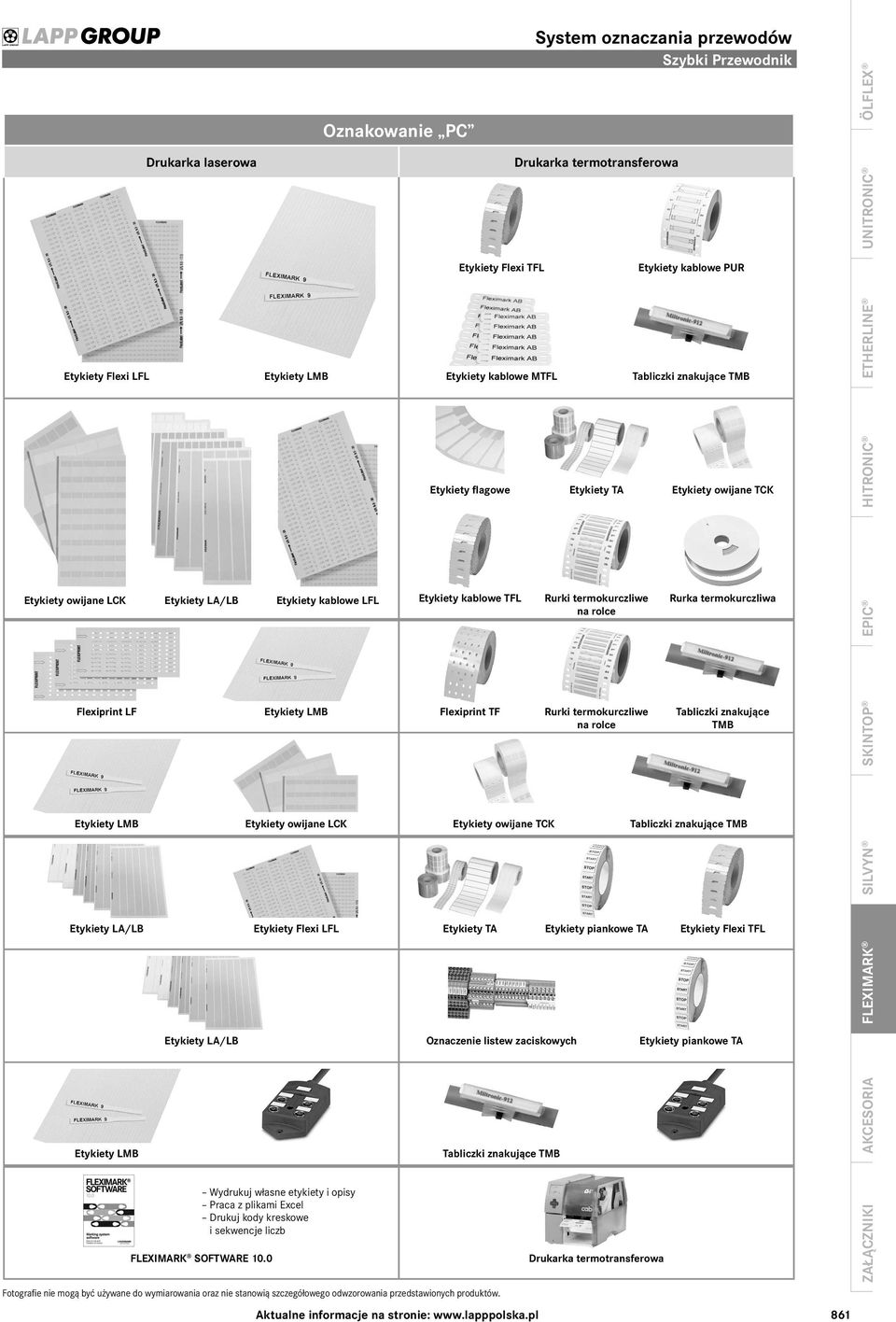 Rurka termokurczliwa Flexiprint LF Etykiety LMB Flexiprint TF Rurki termokurczliwe na rolce Tabliczki znakujące TMB Etykiety LMB Etykiety owijane LCK Etykiety owijane TCK Tabliczki znakujące TMB