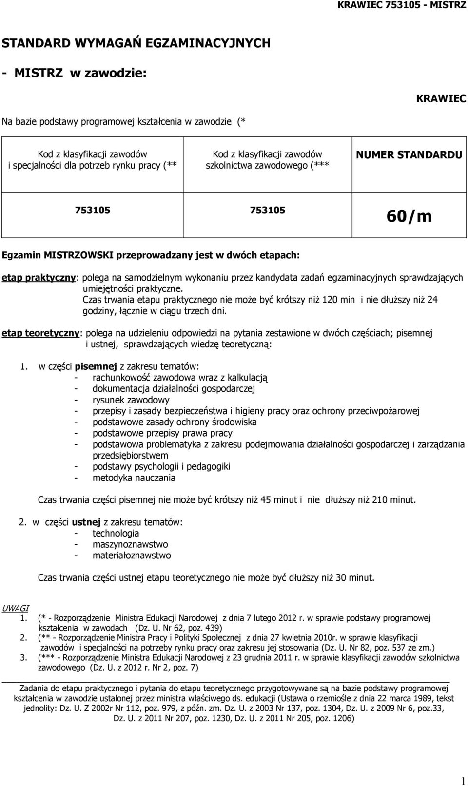 kandydata zadań egzaminacyjnych sprawdzających umiejętności praktyczne. Czas trwania etapu praktycznego nie może być krótszy niż 120 min i nie dłuższy niż 24 godziny, łącznie w ciągu trzech dni.