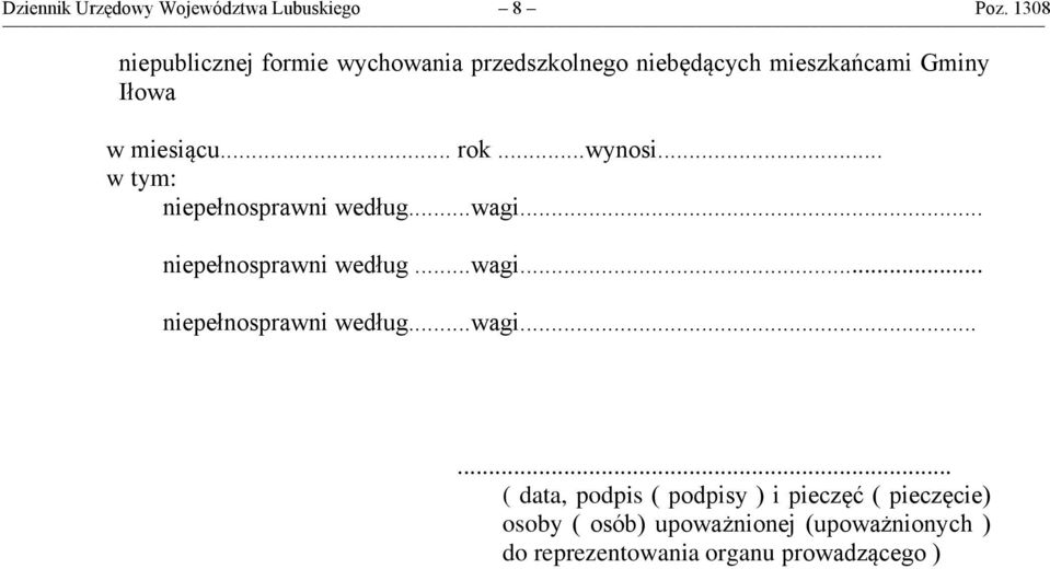 Iłowa w miesiącu... rok...wynosi... niepełnosprawni według...wagi.