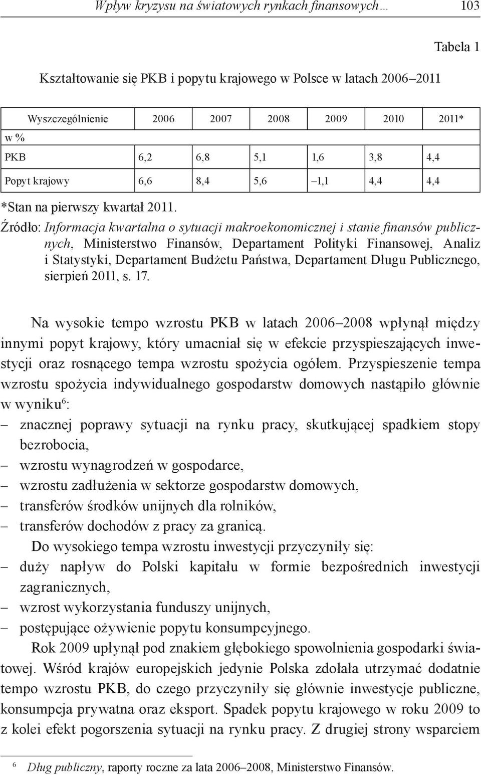 Źródło: Informacja kwartalna o sytuacji makroekonomicznej i stanie finansów publicznych, Ministerstwo Finansów, Departament Polityki Finansowej, Analiz i Statystyki, Departament Budżetu Państwa,