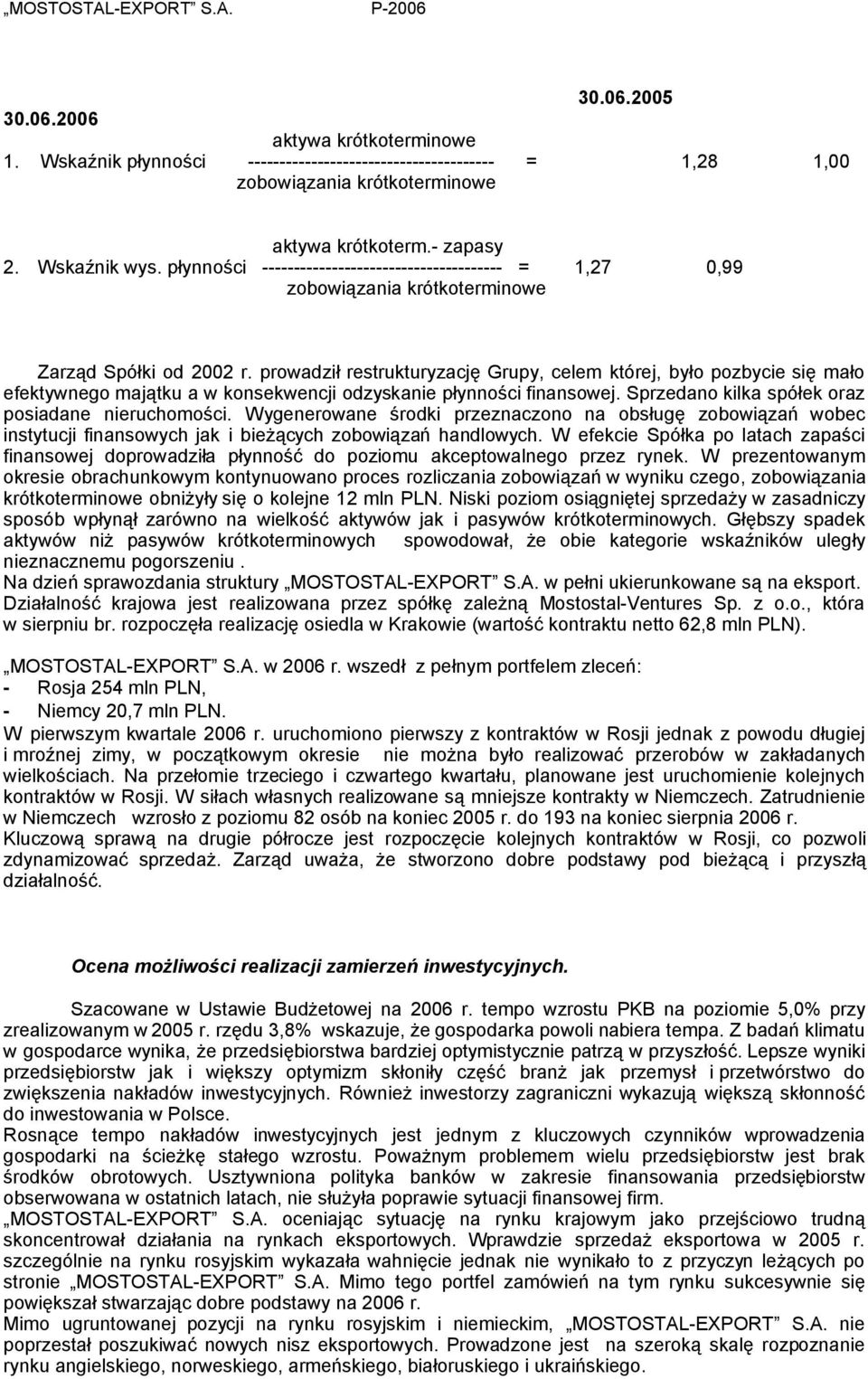 prowadził restrukturyzację Grupy, celem której, było pozbycie się mało efektywnego majątku a w konsekwencji odzyskanie płynności finansowej. Sprzedano kilka spółek oraz posiadane nieruchomości.