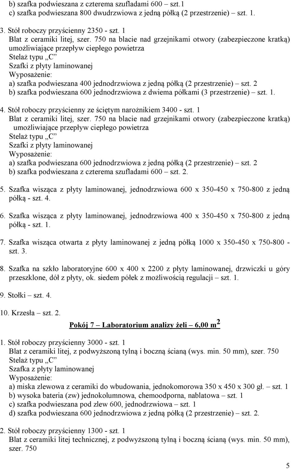 750 na blacie nad grzejnikami otwory (zabezpieczone kratką) umożliwiające przepływ ciepłego powietrza a) szafka podwieszana 400 jednodrzwiowa z jedną półką (2 przestrzenie) szt.