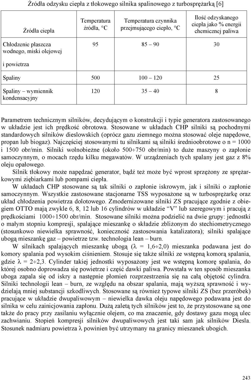 konstrukcji i typie generatora zastosowanego w układzie jest ich prędkość obrotowa Stosowane w układach CHP silniki są pochodnymi standardowych silników dieslowskich (oprócz gazu ziemnego można