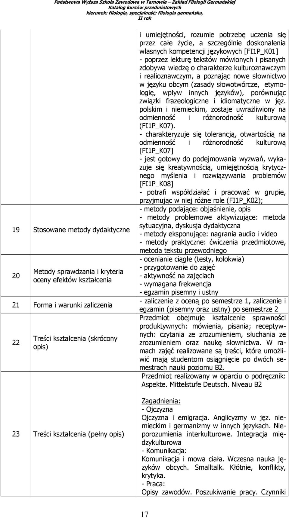 charakterze kulturoznawczym i realioznawczym, a poznając nowe słownictwo w języku obcym (zasady słowotwórcze, etymologię, wpływ innych języków), porównując związki frazeologiczne i idiomatyczne w jęz.