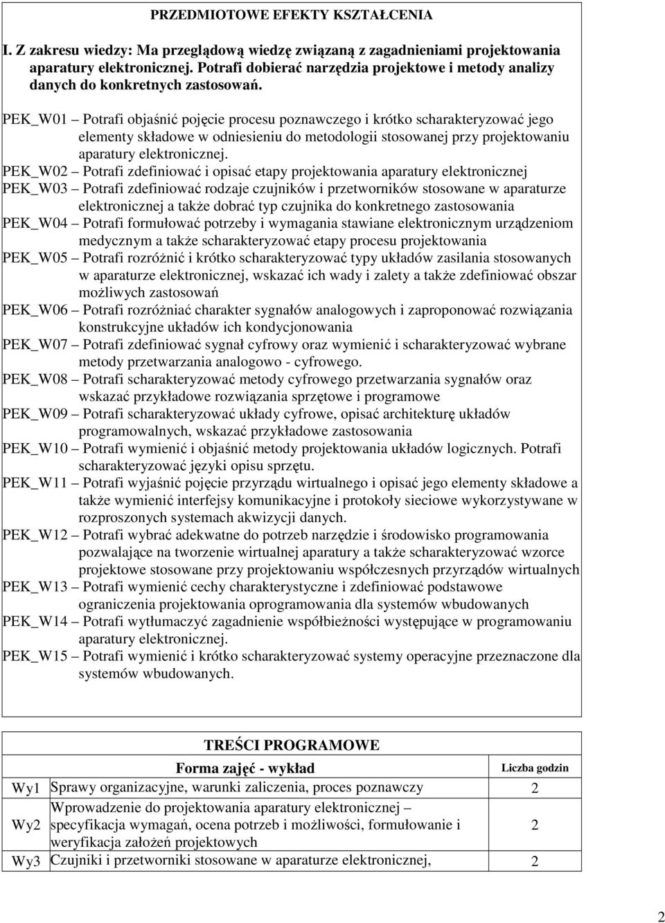 PEK_W01 Potrafi objaśnić pojęcie procesu poznawczego i krótko scharakteryzować jego elementy składowe w odniesieniu do metodologii stosowanej przy projektowaniu aparatury elektronicznej.