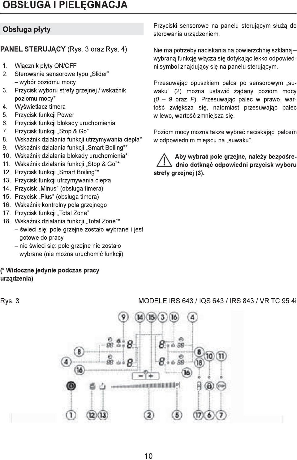 Wskaźnik działania funkcji utrzymywania ciepła* 9. Wskaźnik działania funkcji Smart Boiling * 10. Wskaźnik działania blokady uruchomienia* 11. Wskaźnik działania funkcji Stop & Go * 12.