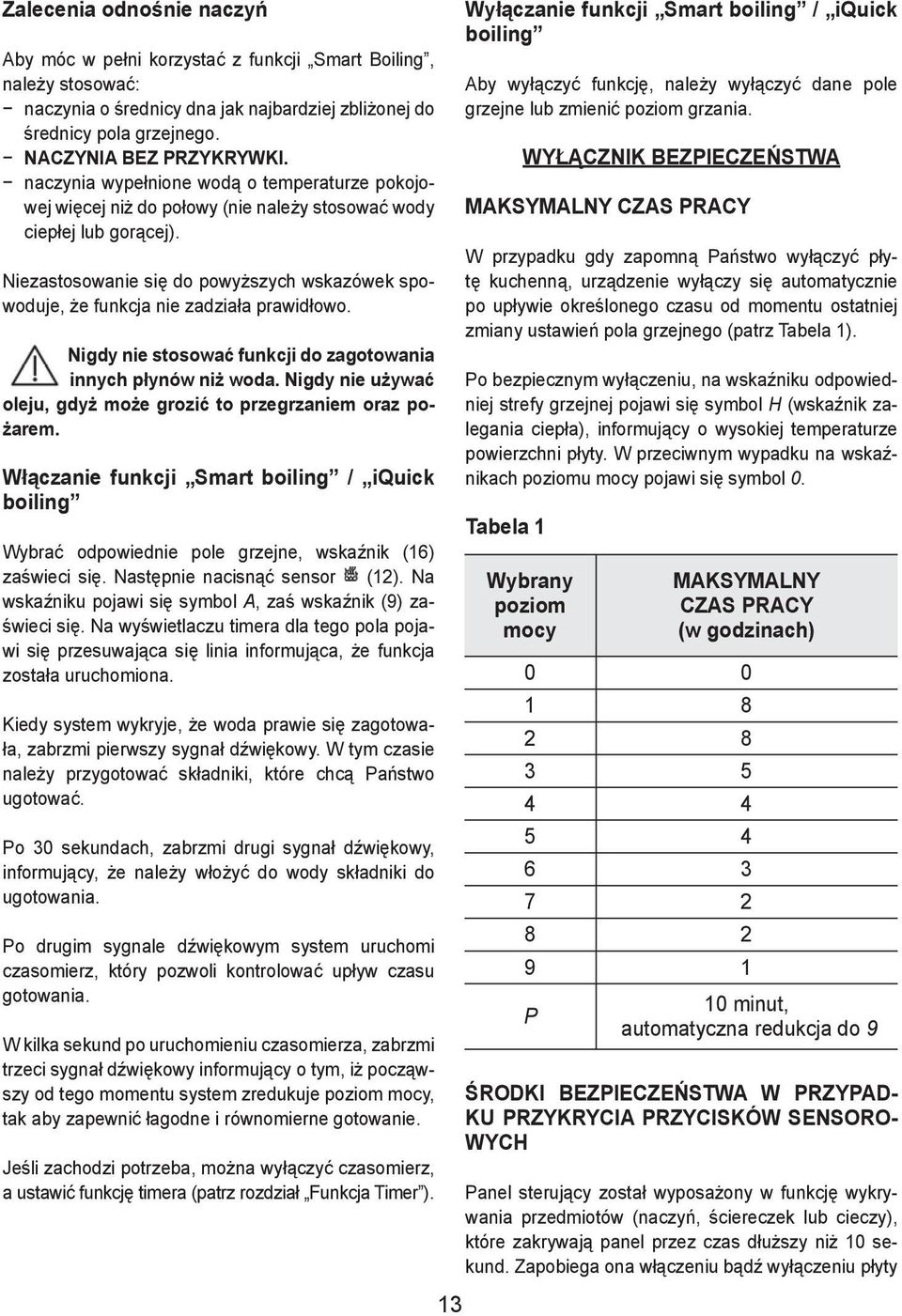 Niezastosowanie się do powyższych wskazówek spowoduje, że funkcja nie zadziała prawidłowo. Nigdy nie stosować funkcji do zagotowania innych płynów niż woda.