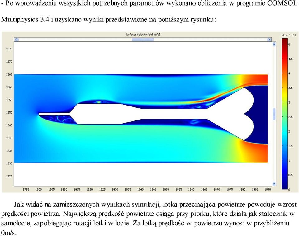 przecinająca powietrze powoduje wzrost prędkości powietrza.