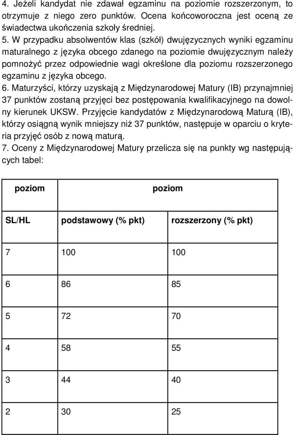 rozszerzonego egzaminu z języka obcego. 6.