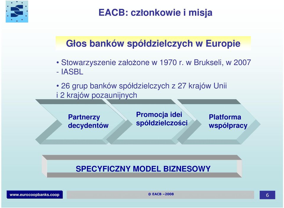 w Brukseli, w 2007 - IASBL 26 grup banków spółdzielczych z 27 krajów Unii i