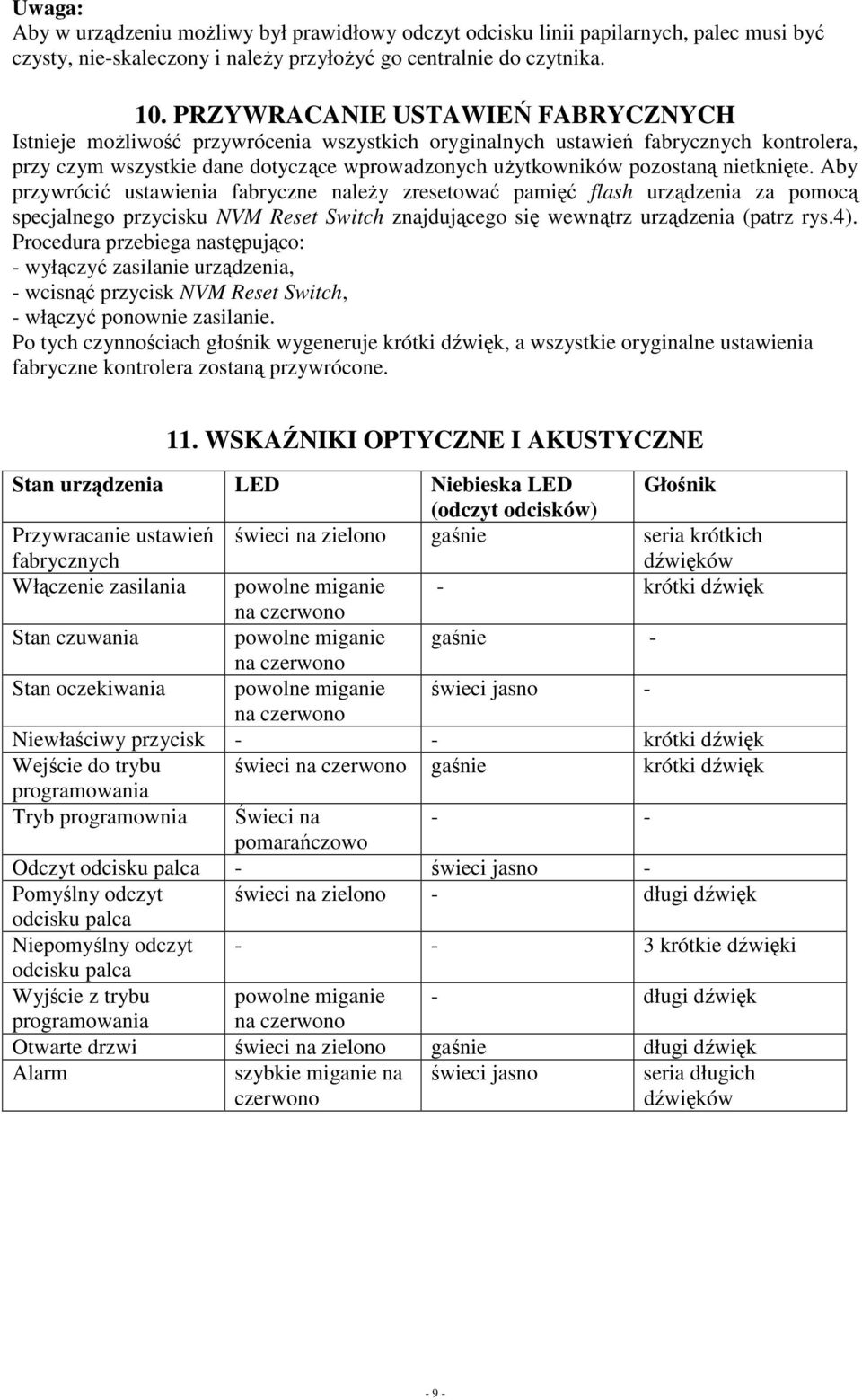 nietknięte. Aby przywrócić ustawienia fabryczne naleŝy zresetować pamięć flash urządzenia za pomocą specjalnego przycisku NVM Reset Switch znajdującego się wewnątrz urządzenia (patrz rys.4).