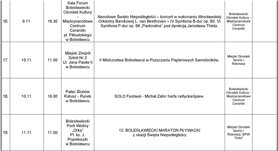 Jana Pawła II II Mistrzostwa Bolesławca w Puszczaniu Papierowych Samolocików. Miejski Ośrodek Sportu i Rekreacji 18. 10.11. 16.