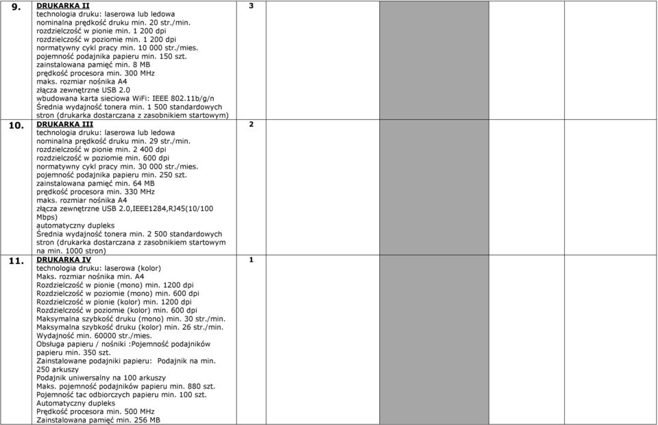 0 wbudowana karta sieciowa WiFi: IEEE 802.b/g/n Średnia wydajność tonera min. 500 standardowych stron (drukarka dostarczana z zasobnikiem startowym) 0.