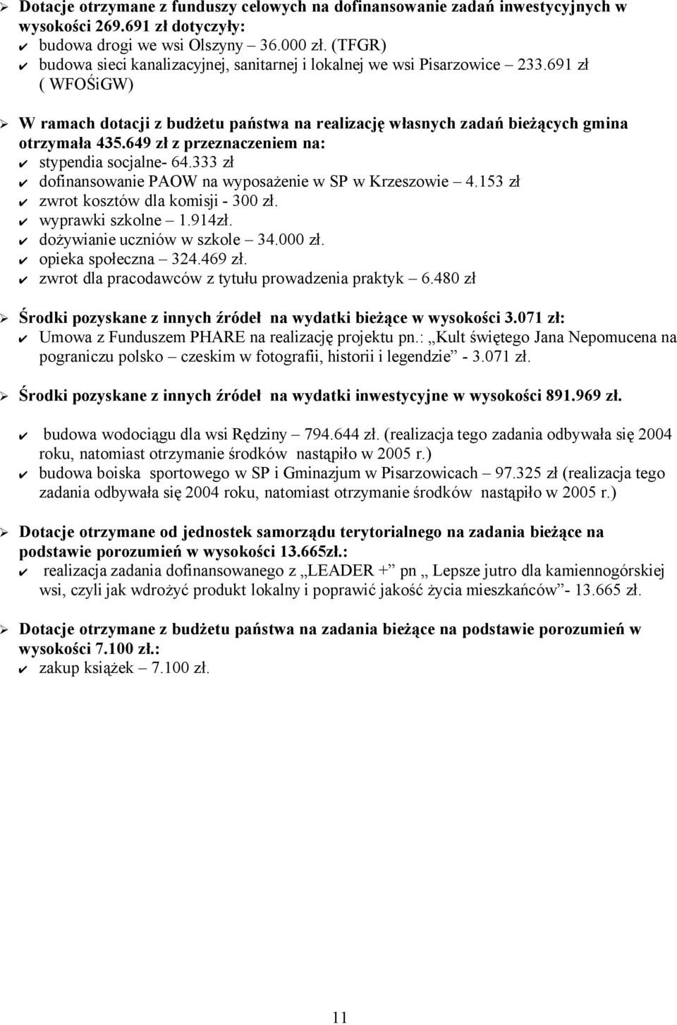 649 zł z przeznaczeniem na: stypendia socjalne- 64.333 zł dofinansowanie PAOW na wyposażenie w SP w Krzeszowie 4.153 zł zwrot kosztów dla komisji - 300 zł. wyprawki szkolne 1.914zł.