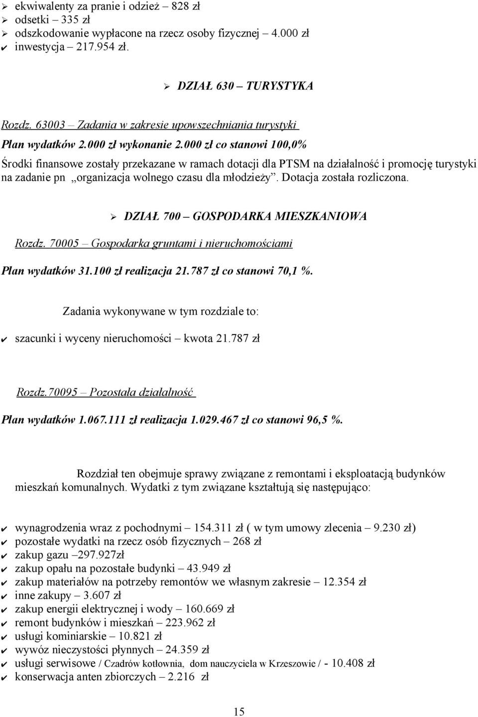 000 zł co stanowi 100,0% Środki finansowe zostały przekazane w ramach dotacji dla PTSM na działalność i promocję turystyki na zadanie pn organizacja wolnego czasu dla młodzieży.