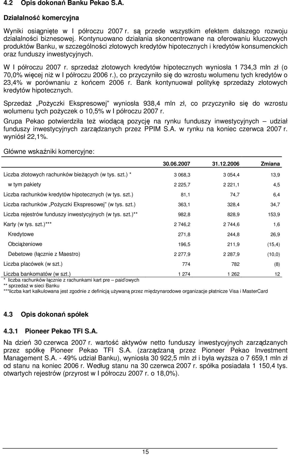 W I półroczu 2007 r. sprzedaŝ złotowych kredytów hipotecznych wyniosła 1 734,3 mln zł (o 70,0% więcej niŝ w I półroczu 2006 r.