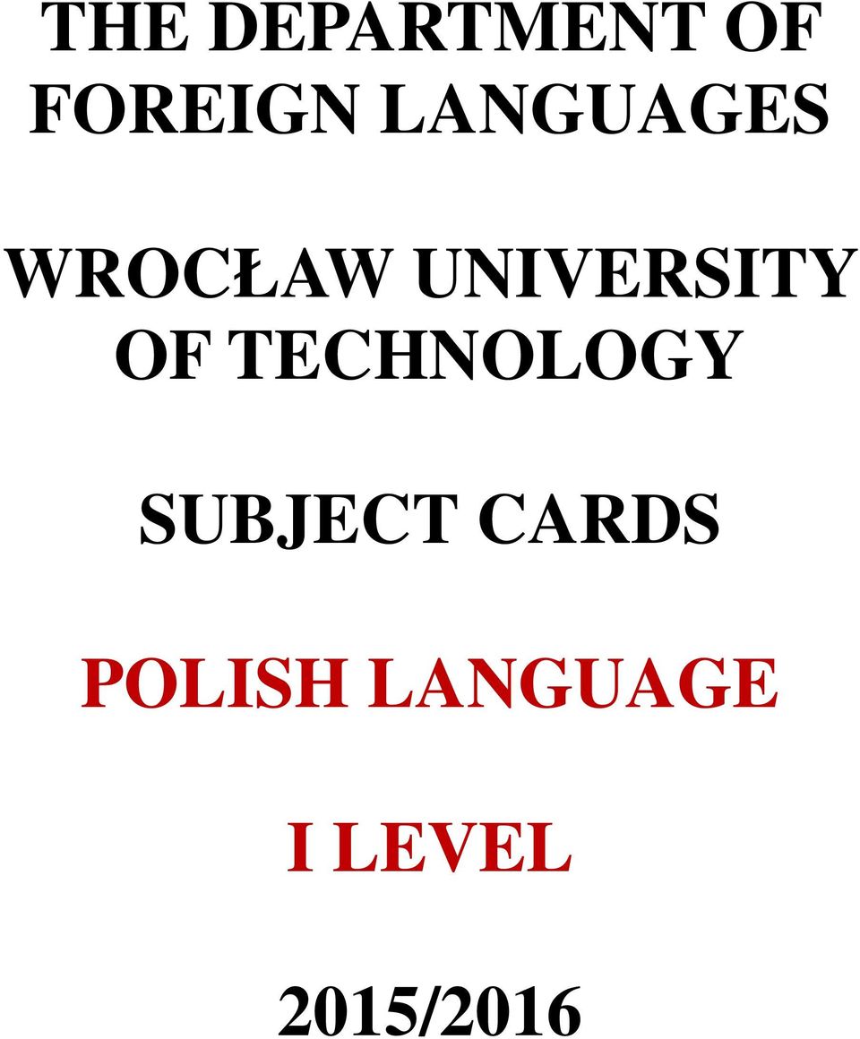 OF TECHNOLOGY SUBJECT CARDS