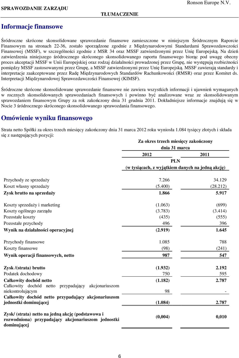 Na dzień zatwierdzenia niniejszego śródrocznego skróconego skonsolidowanego raportu finansowego biorąc pod uwagę obecny proces akceptacji MSSF w Unii Europejskiej oraz rodzaj działalności prowadzonej