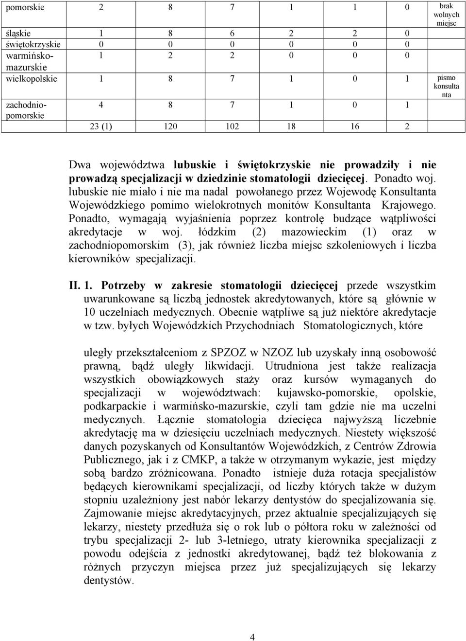 lubuskie nie miało i nie ma nadal powołanego przez Wojewodę Konsultanta Wojewódzkiego pomimo wielokrotnych monitów Konsultanta Krajowego.