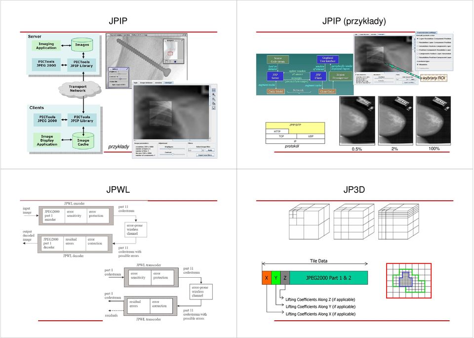 5% 2% 100% JPWL JP3D Tile Data X Y Z JPEG2000 Part 1 & 2 Lifting