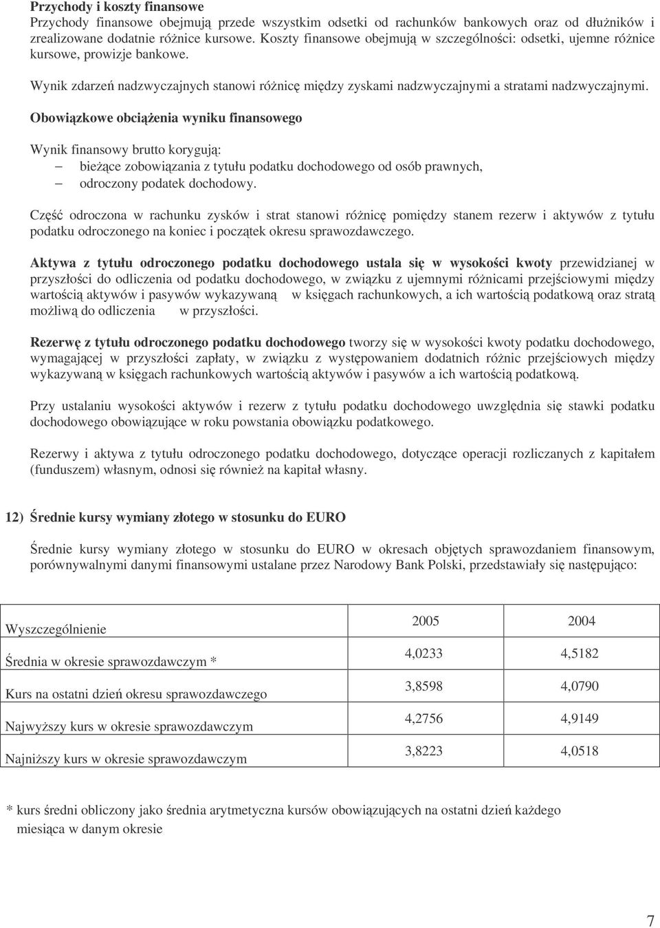 Obowizkowe obcienia wyniku finansowego Wynik finansowy brutto koryguj: biece zobowizania z tytułu podatku dochodowego od osób prawnych, odroczony podatek dochodowy.