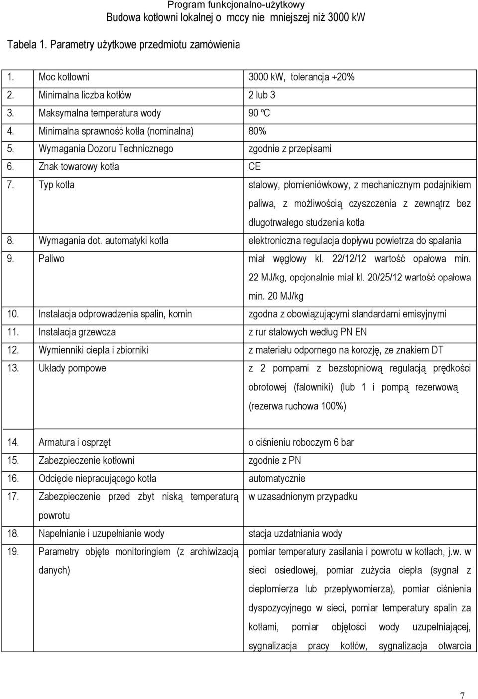 Typ kotła stalowy, płomieniówkowy, z mechanicznym podajnikiem paliwa, z możliwością czyszczenia z zewnątrz bez długotrwałego studzenia kotła 8. Wymagania dot.