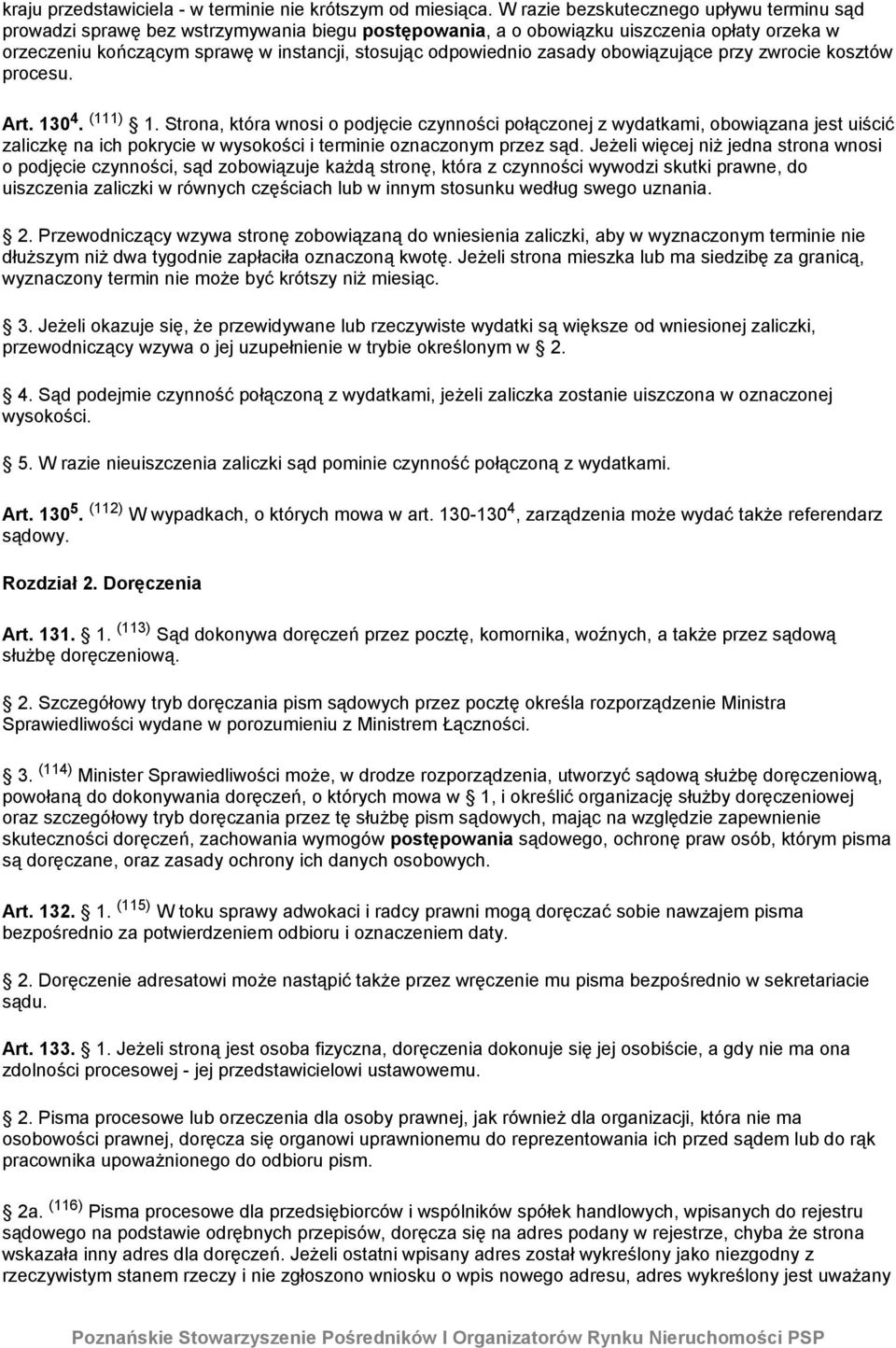 zasady obowiązujące przy zwrocie kosztów procesu. Art. 130 4. (111) 1.