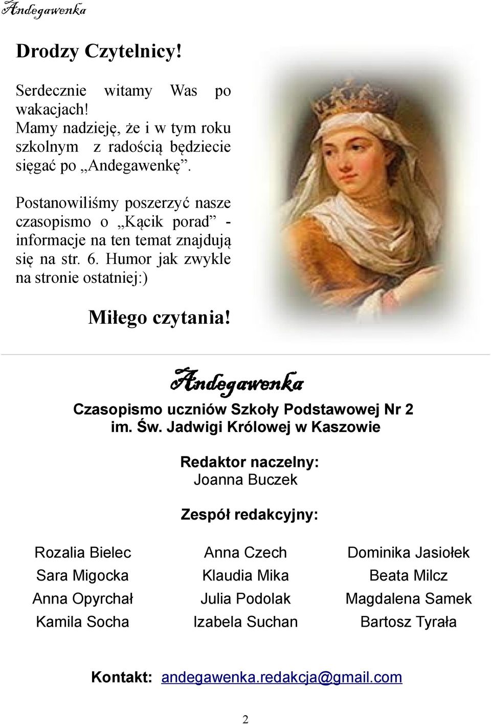 Czasopismo uczniów Szkoły Podstawowej Nr 2 im. Św.