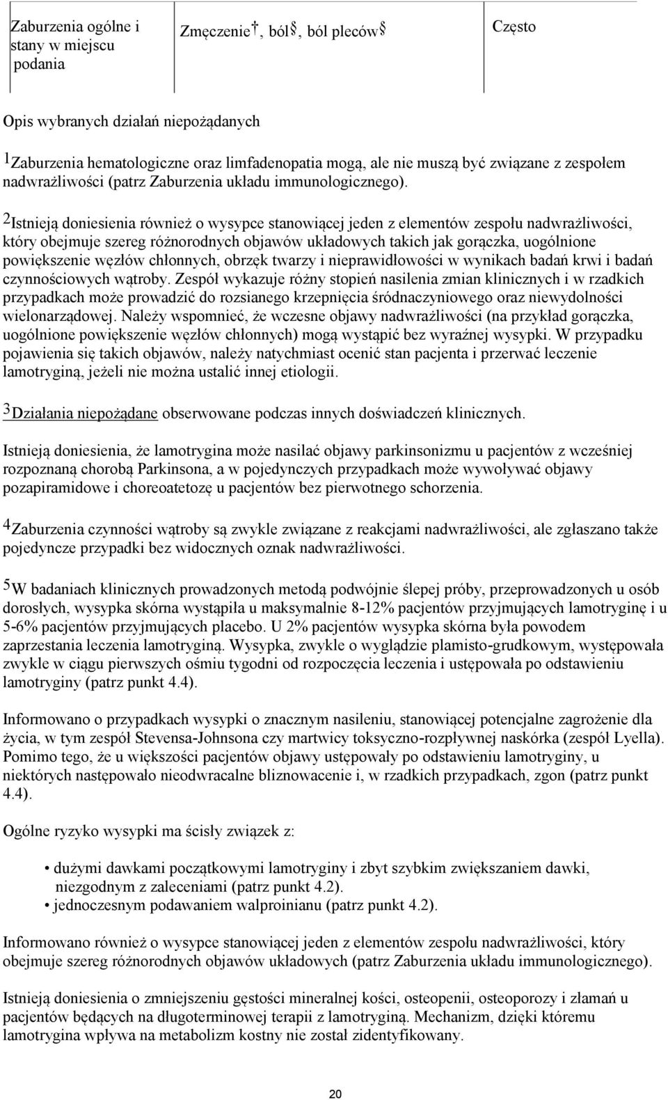 2 Istnieją doniesienia również o wysypce stanowiącej jeden z elementów zespołu nadwrażliwości, który obejmuje szereg różnorodnych objawów układowych takich jak gorączka, uogólnione powiększenie