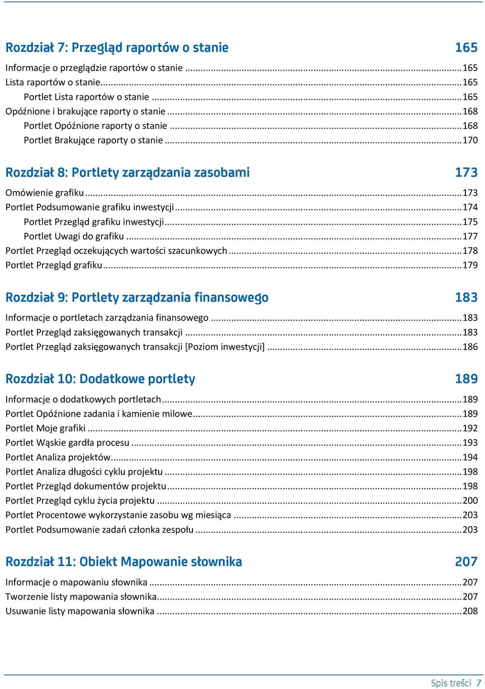 .. 174 Portlet Przegląd grafiku inwestycji... 175 Portlet Uwagi do grafiku... 177 Portlet Przegląd oczekujących wartości szacunkowych... 178 Portlet Przegląd grafiku.