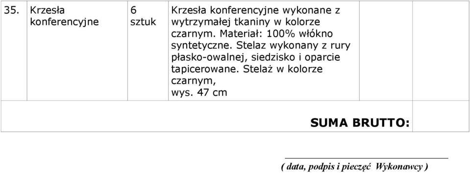 Stelaz wykonany z rury płasko-owalnej, siedzisko i oparcie tapicerowane.