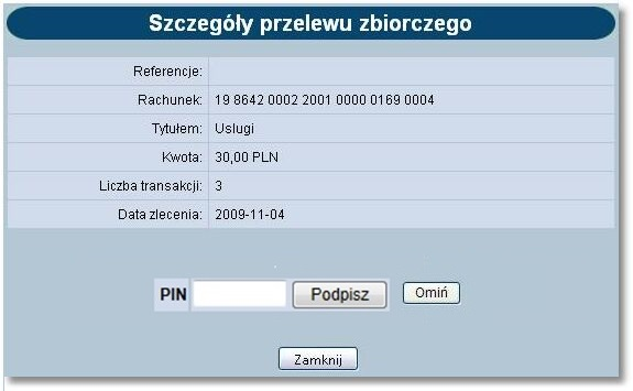 Rozdział 12 Przelewy zbiorcze 12.5. Akceptowanie pojedynczo przelewów zbiorczych Użytkownik ma możliwość akceptowania pojedynczo przelewów zbiorczych.