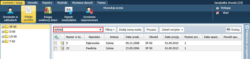 UONET+. Gromadzenie danych uczniów 8/13 Kartoteka ucznia Każdy uczeń wprowadzony do bazy ma zakładaną kartotekę, z poziomu której dostępne są wszystkie jego dane.