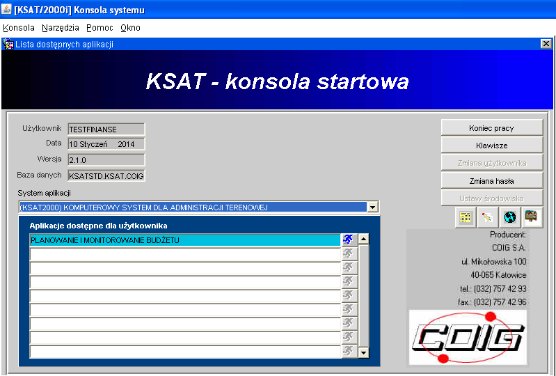 2. Moduł PLANOWANIE I MONITOROWANIE BUDŻETU, ścieżka dostępu do sprawozdań Obraz ekranu 2 - Aplikacja PLANOWANIE I MONITOROWANIE BUDŻETU Ścieżka: wybieramy dostępną aplikację pod nazwą: PLANOWANIE I